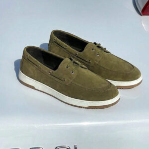 Olive Lace up Boat Shoes